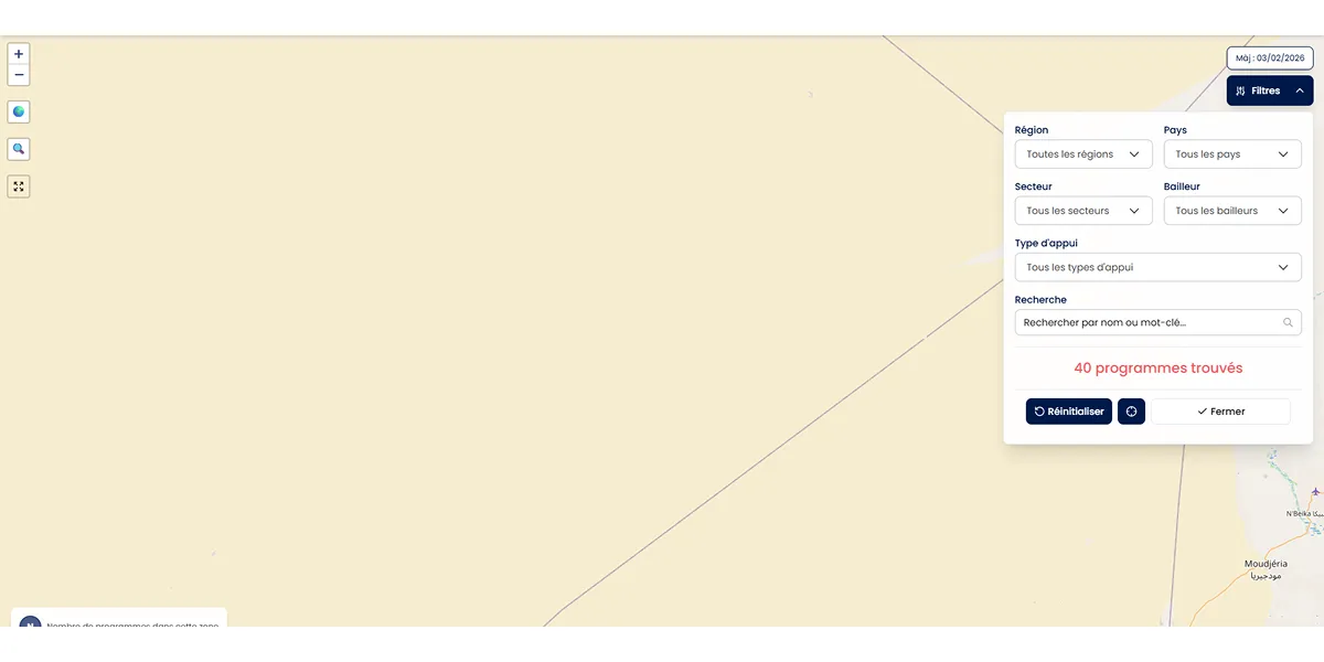 Navigation sur la carte Miradi